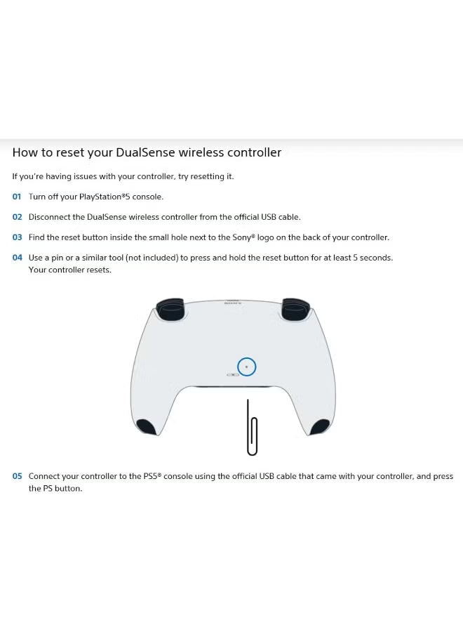 يد تحكم SONY DualSense V2 رمادي Bluetooth/USB لجهاز Playstation 5