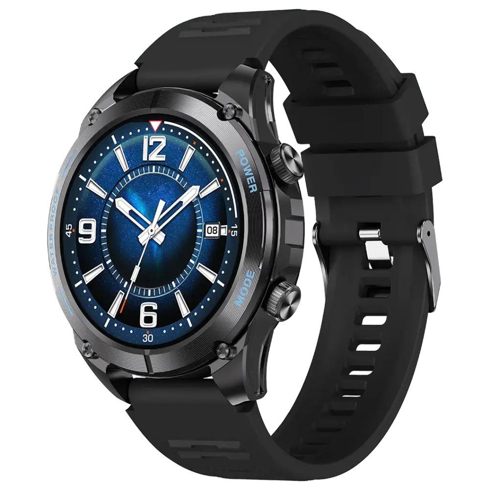Powerology Titan Rugged Sports Smart Watch 1.43" AMOLED Display with GPS, Bluetooth Calling & 3ATM Waterproof – Black