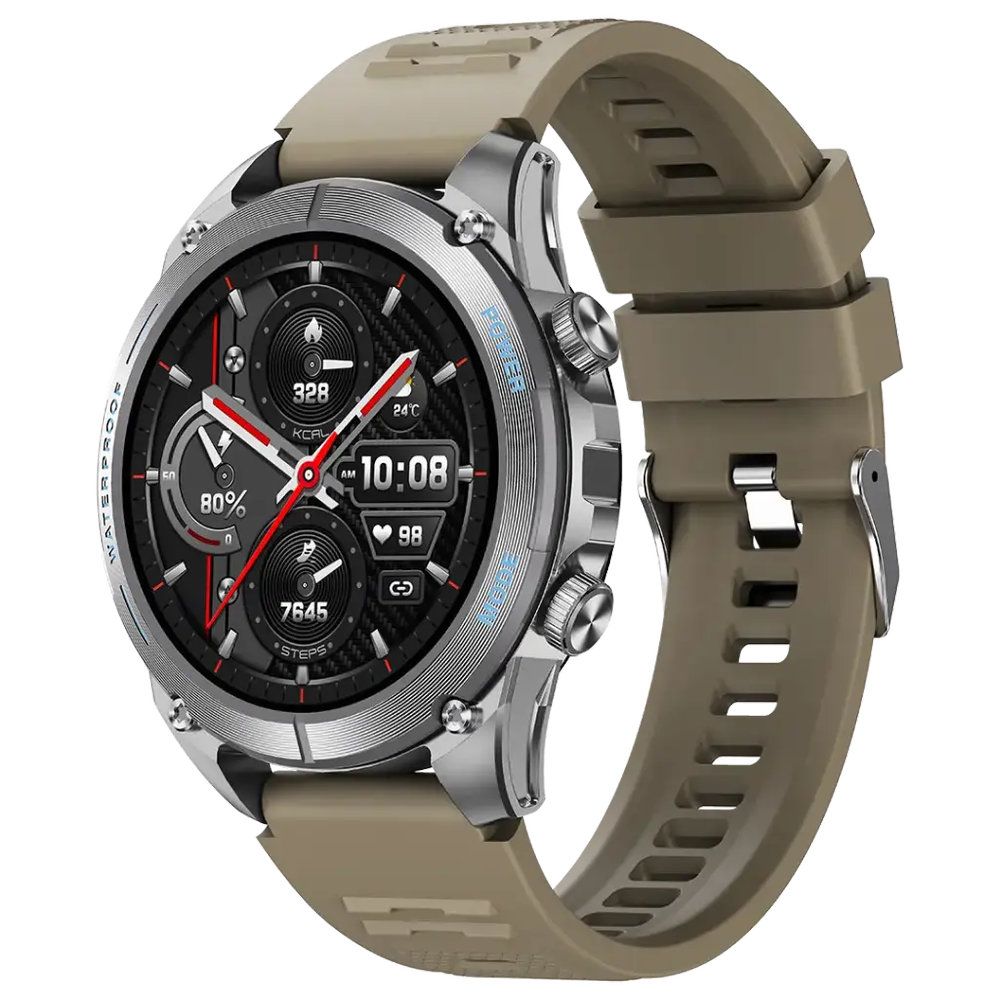 Powerology Titan Rugged GPS Smart Watch 1.43" AMOLED Display with Bluetooth Calling & Compass – Khaki