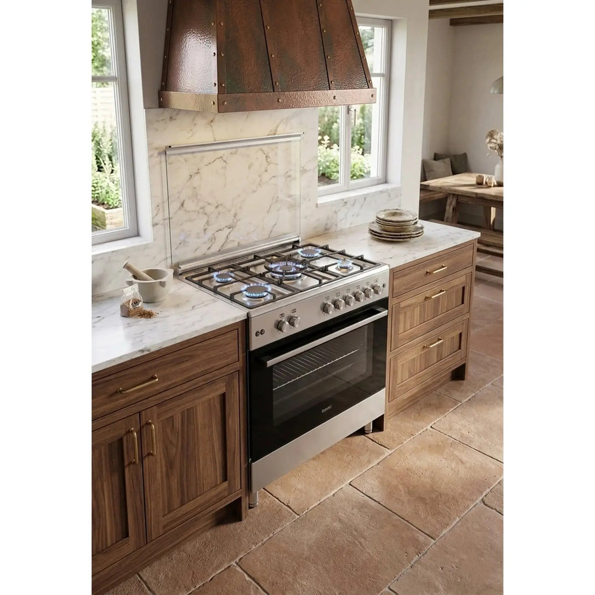Baumatic Free Standing 5 Burner Gas Cooker 90cm Stainless Steel/Black BMEC9GGTSS — Image 4