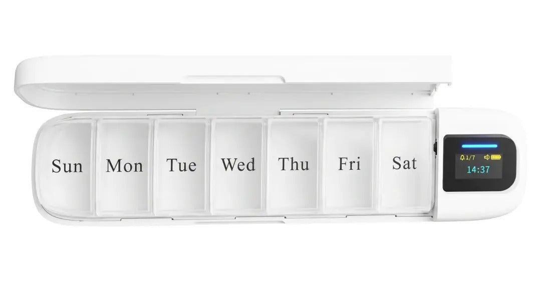 Liveon Portable Smart Pill Organizer TFT display with App and Alert - White — Image 1