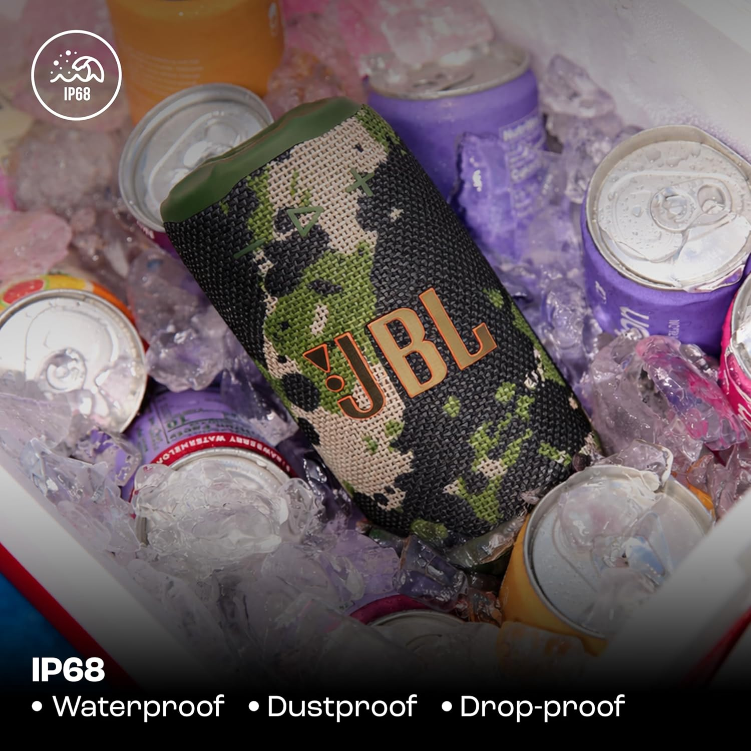 JBL Grip Compact Bluetooth Speaker with bold JBL Pro Sound and ambient light (ARMY)