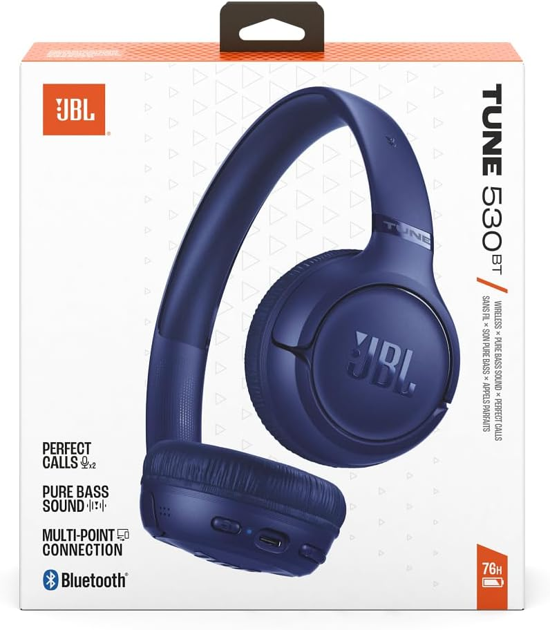JBL TUNE 530 BT PURE BASS WIRELESS (Blue)