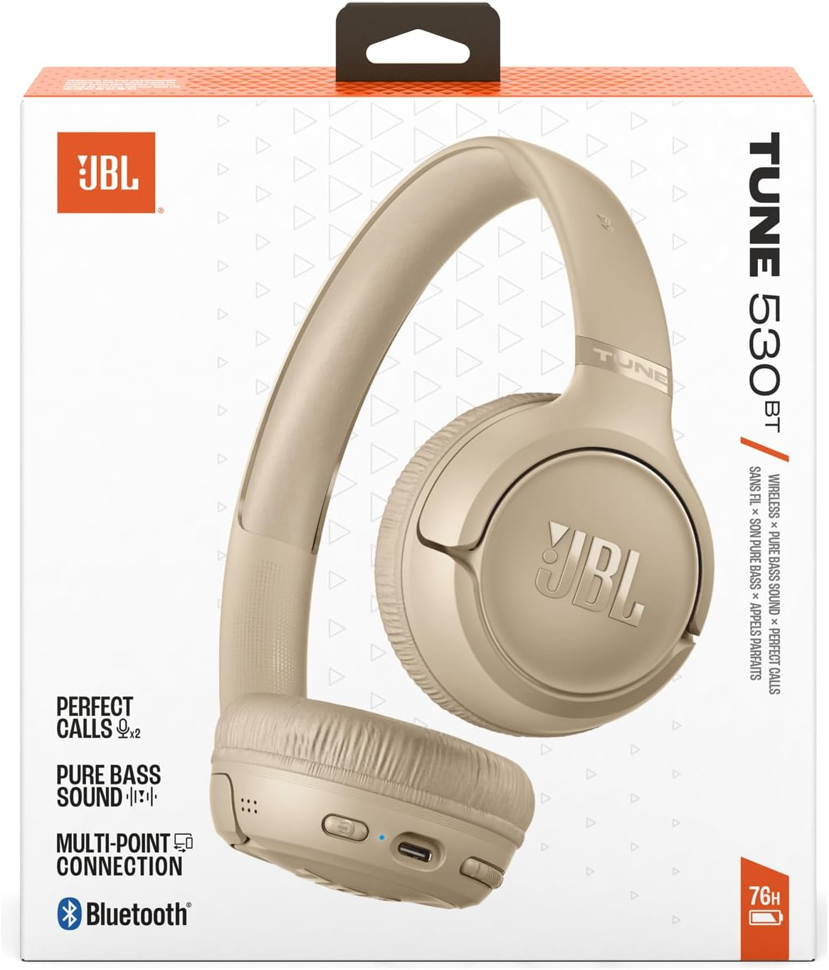 JBL TUNE 530 BT PURE BASS WIRELESS (BEIGE)