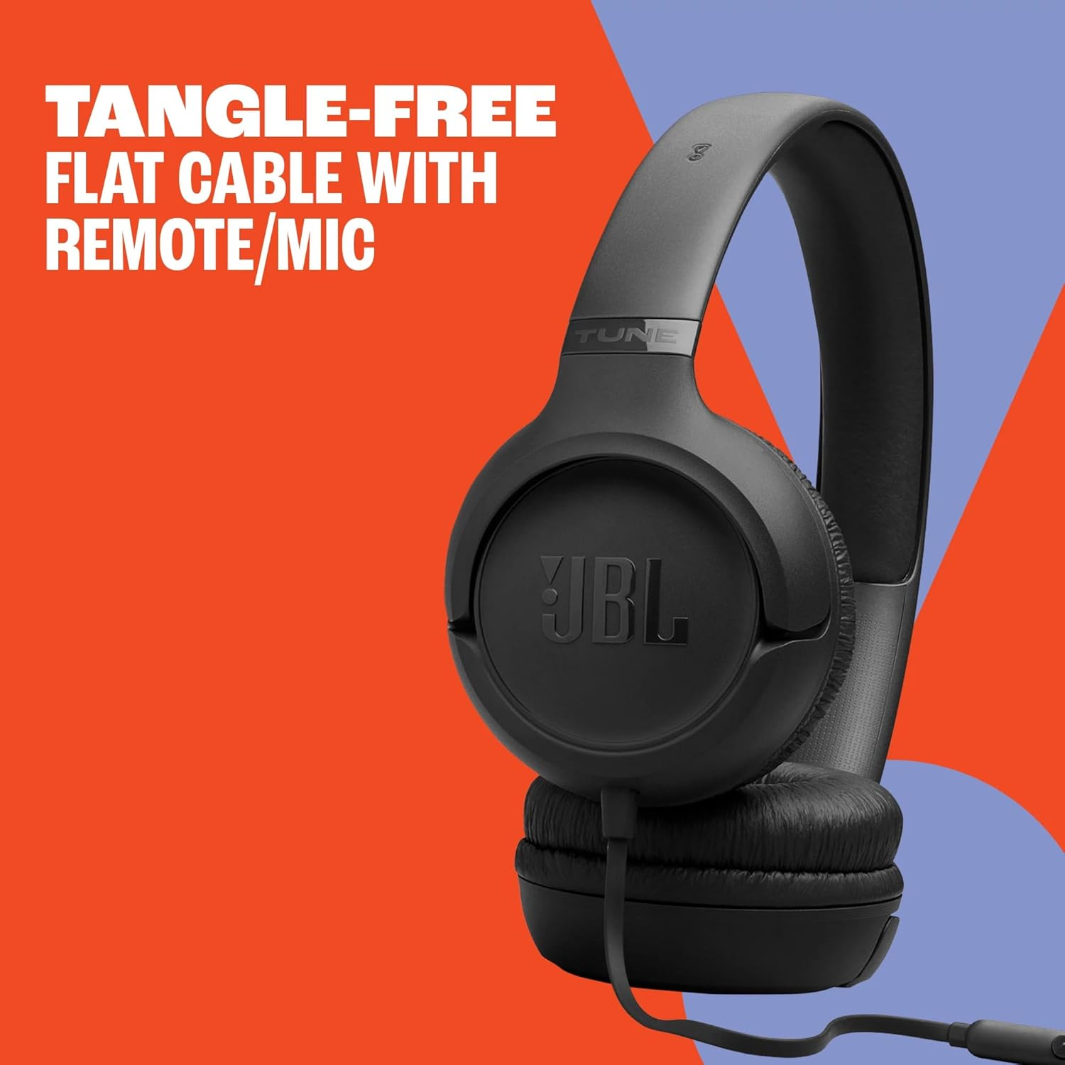 JBL Tune 530 Wired On-Ear Headphones (Black)