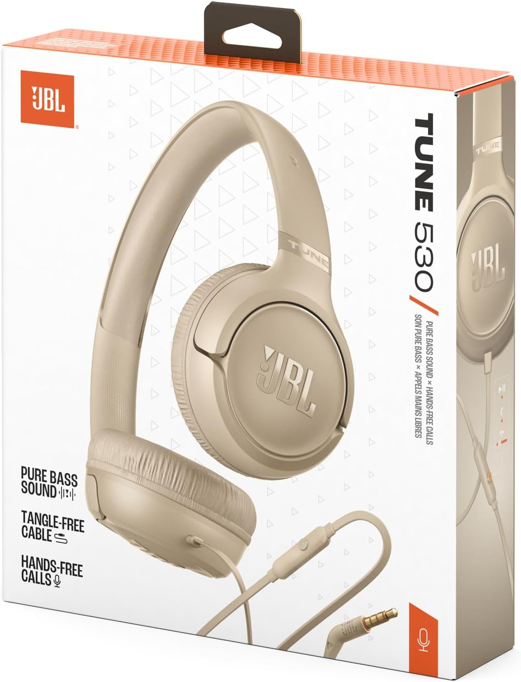 JBL Tune 530 Wired On-Ear Headphones (BEIGE)