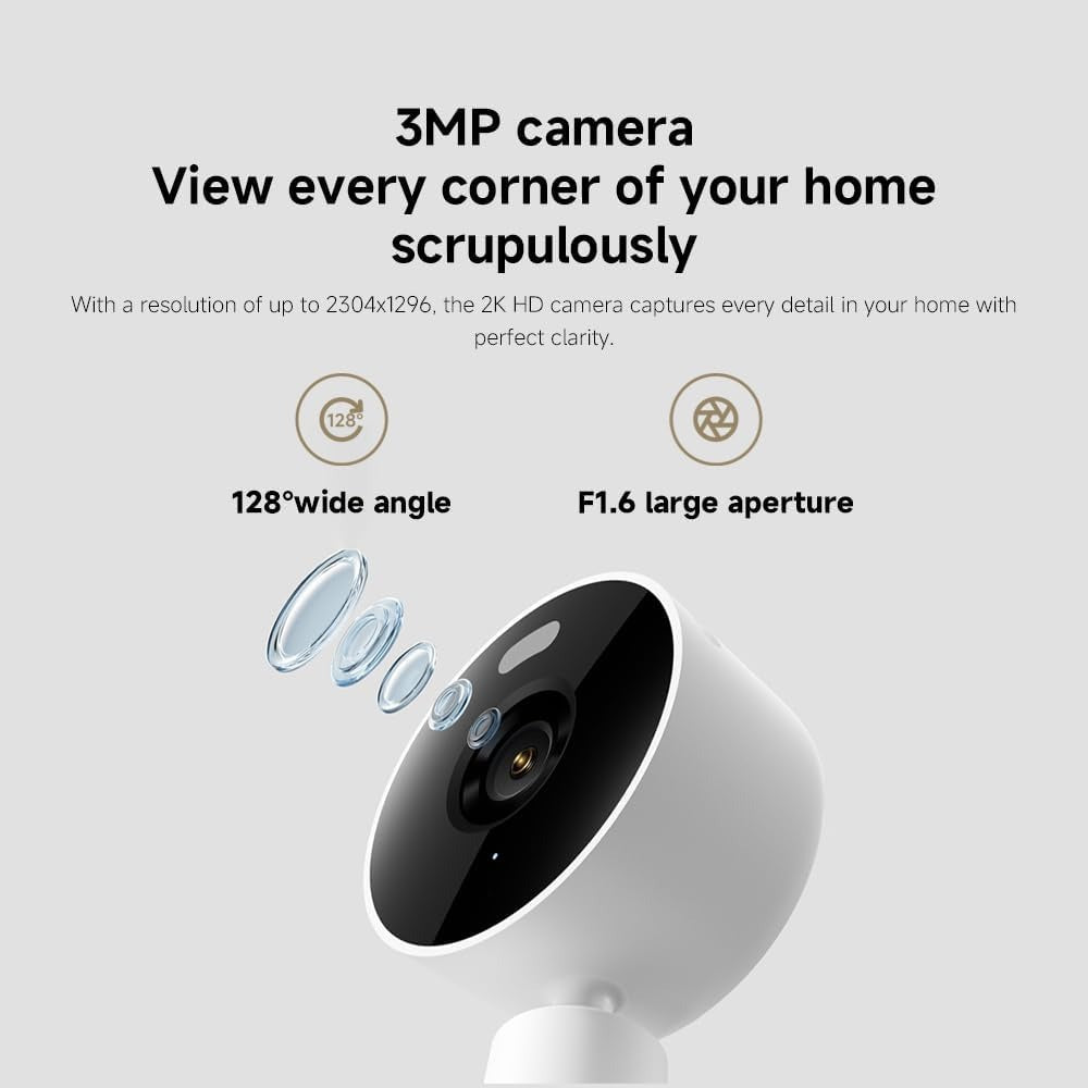 Xiaomi Smart Camera C100, 1080p Full HD Surveillance with AI Human Detection, Night Vision, Two-Way Audio, 360° Pan-Tilt View, Motion Tracking, Wi-Fi Home Security Cam – White — Image 3