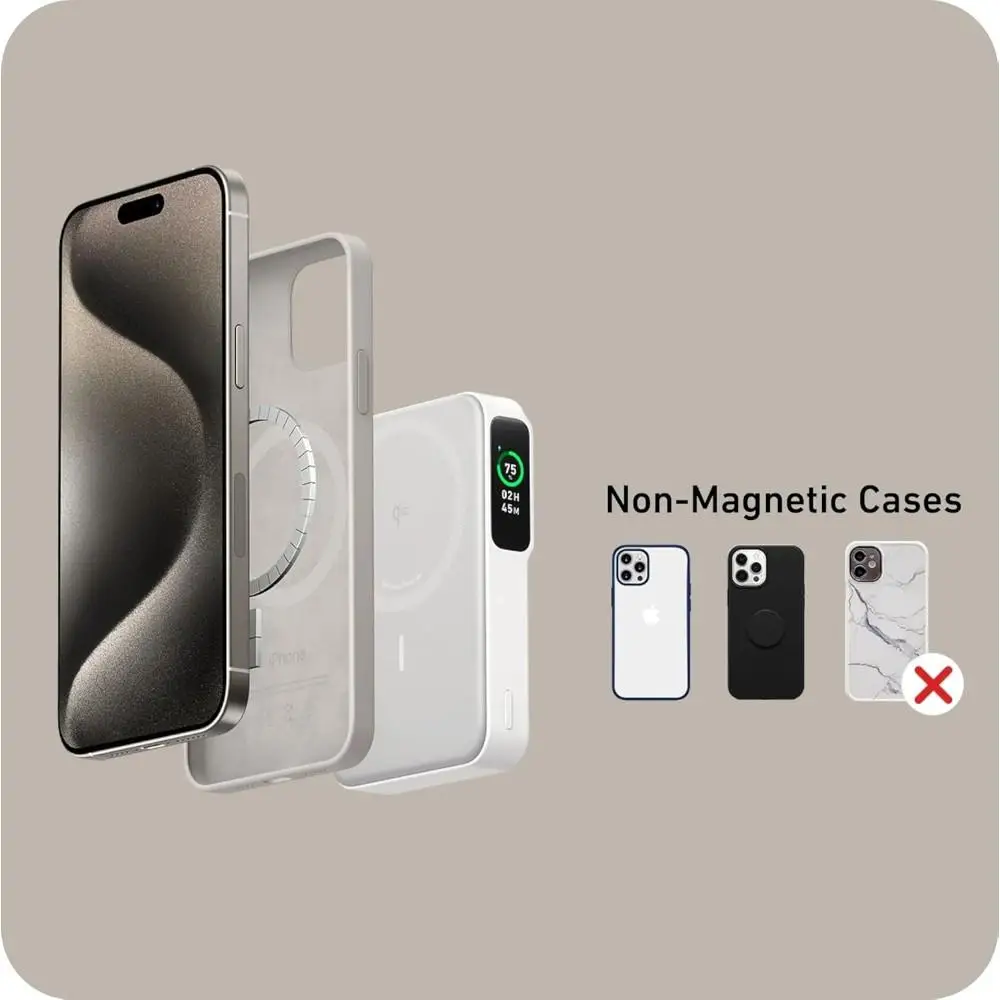 Power Bank Anker MagGo (10K) with 2ft 0.6m USB-C to USB-C Cable A1645H11 - A1654H21 (WHITE)