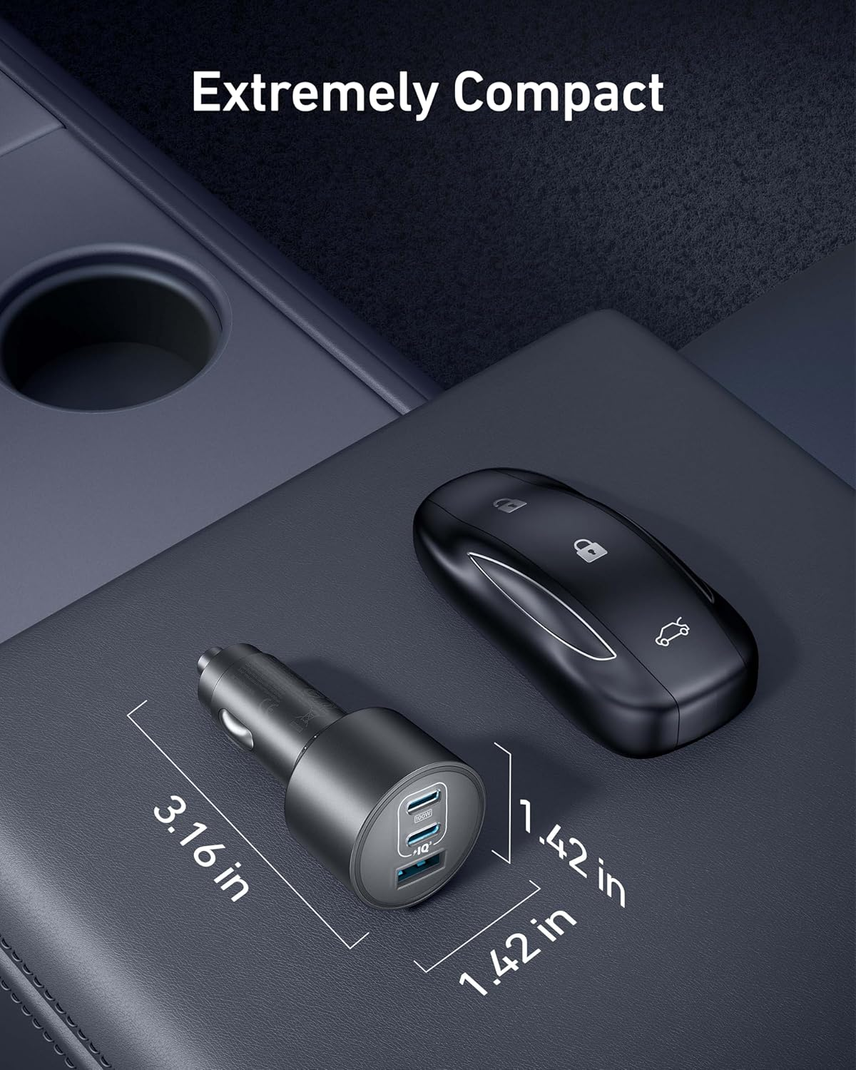 ANKER Car Charger 167.5W 3 Ports+Cable bundle-B2737HA1