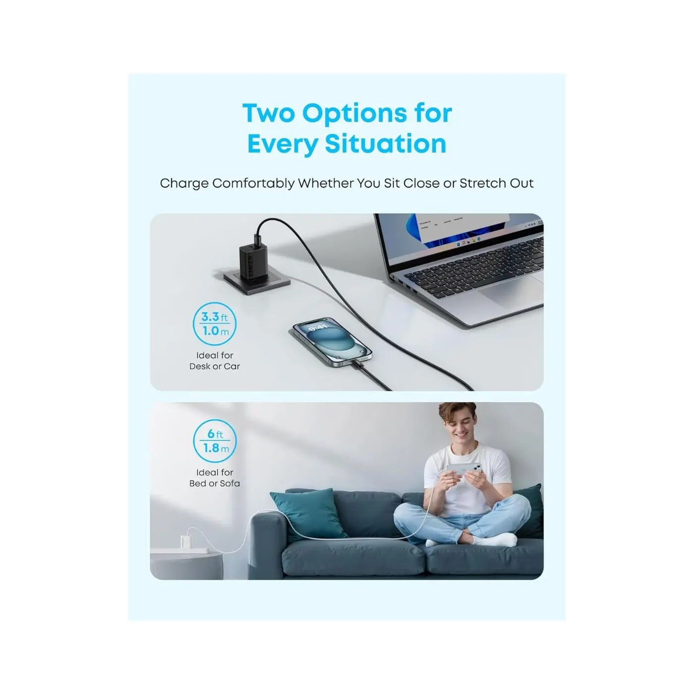 Anker Zolo USB-A to C Braided 3.3ft-Black-A8052H11