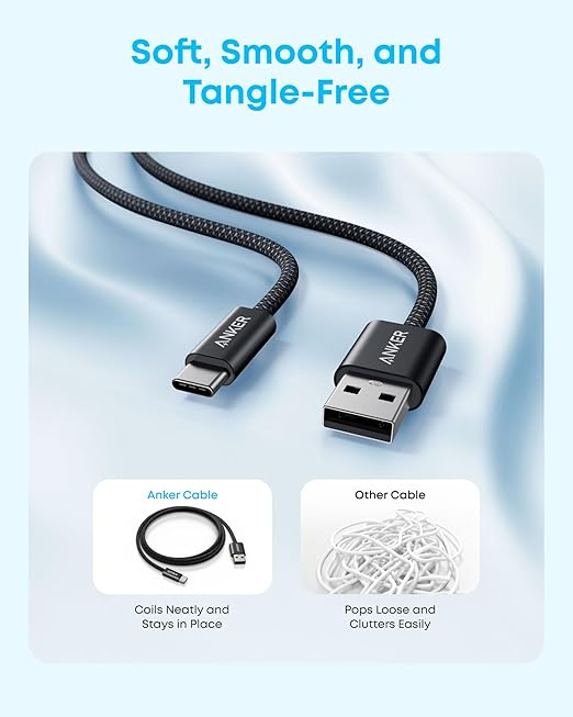 Anker Zolo USB-A to C Braided 6ft-Black-A8052H12