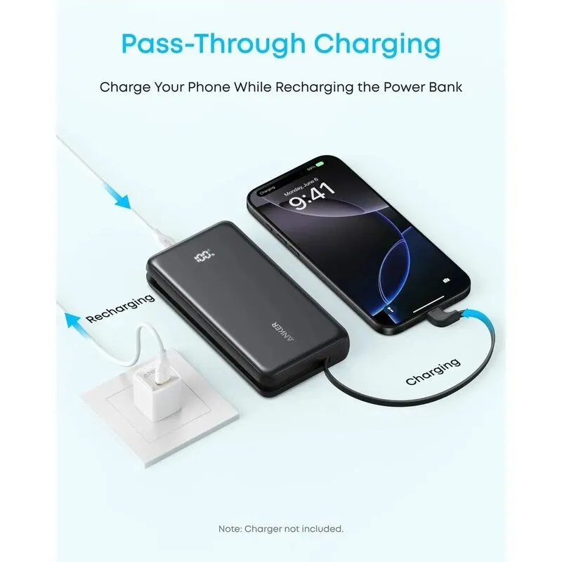 Anker Zolo Power Bank 20000mAh 22.5 Watts Built-in USB-C Cable A110EH