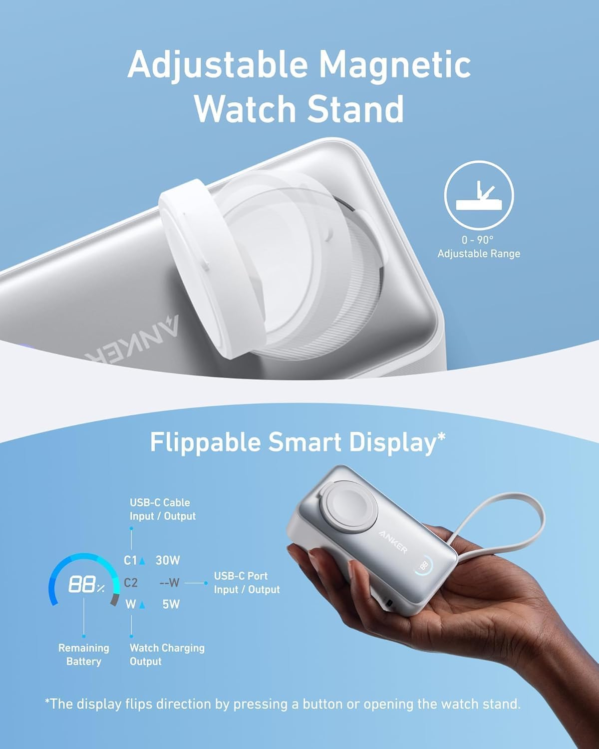 ANKER MAGGO POWER BANK 10K 30W FOR APPLE WATCH (WHITE)