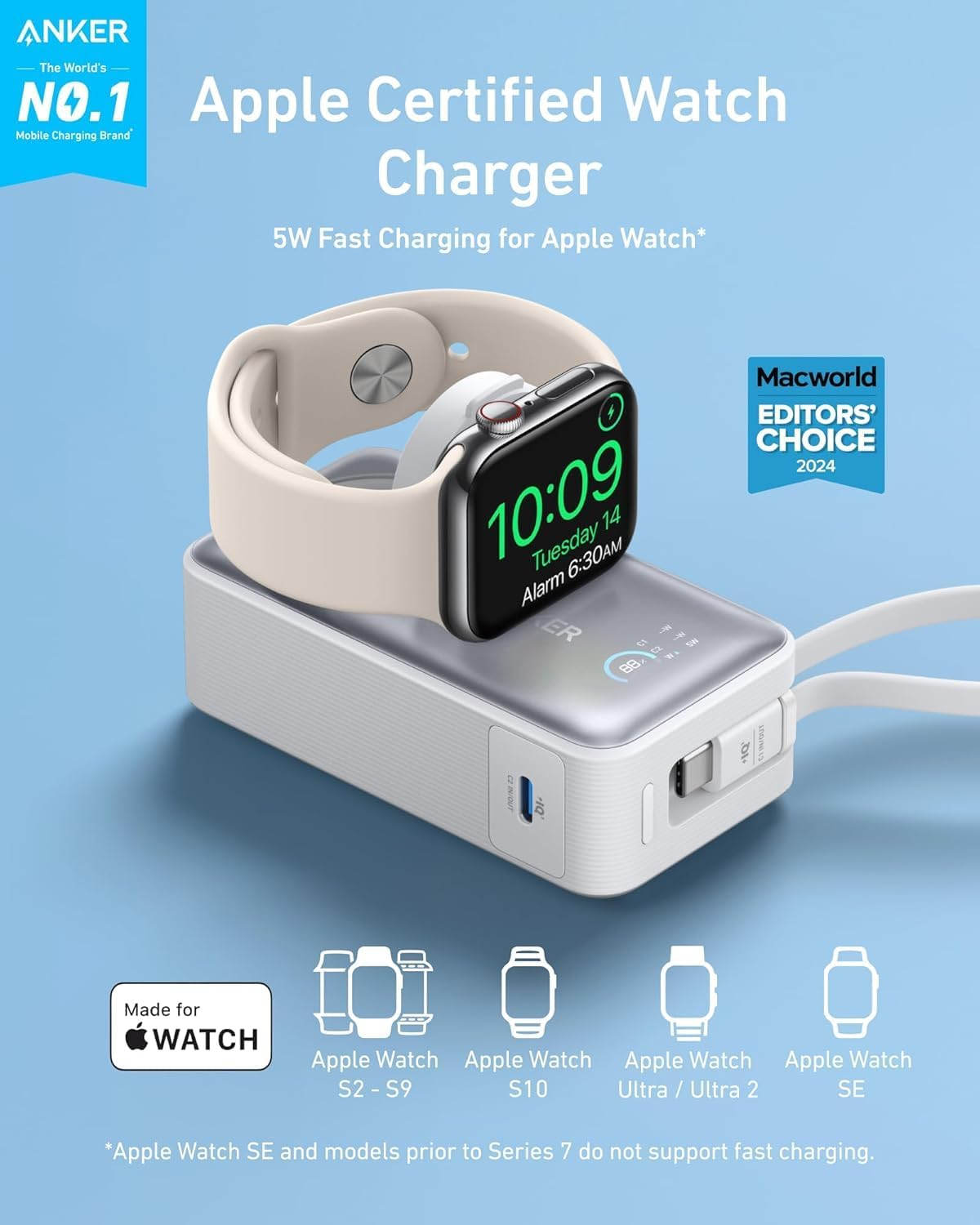 ANKER MAGGO POWER BANK 10K 30W FOR APPLE WATCH (WHITE)