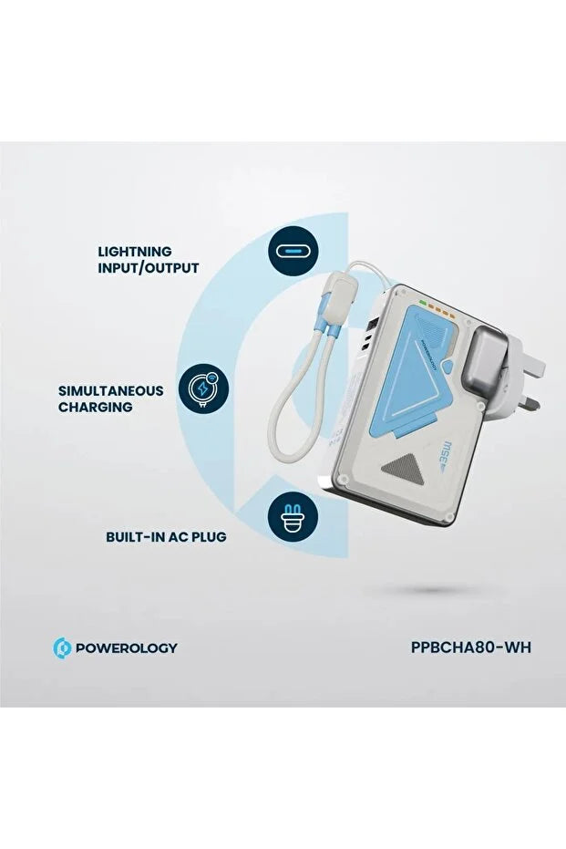باورولوجي باور بانك لاسلكي بسعة 10000mAh مع MagSafe وكابل محول Type-C و Lightning