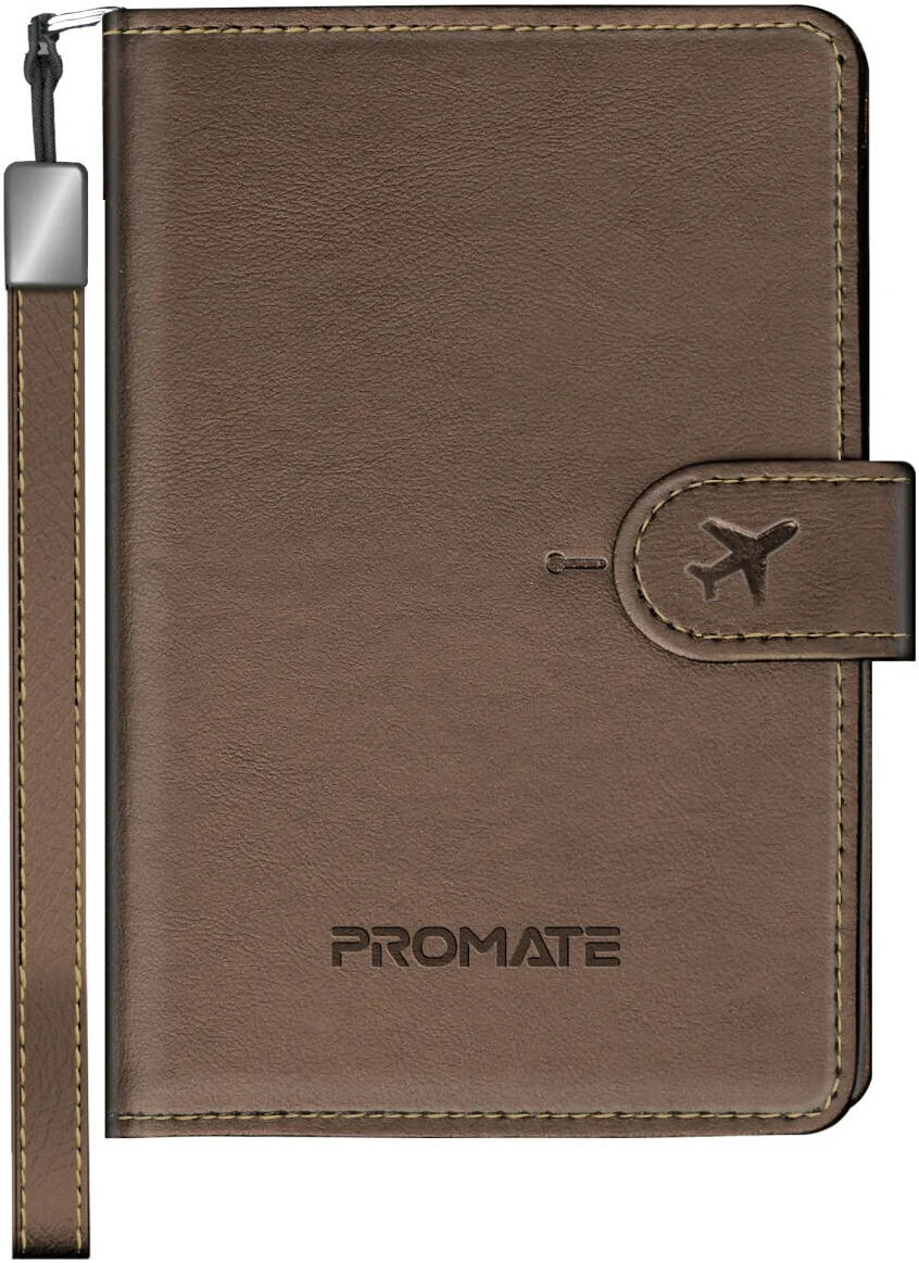 PROMATE PassMate.Burgundy حافظة جواز السفر والبطاقات مع خاصية التتبع، بطارية 170mAh