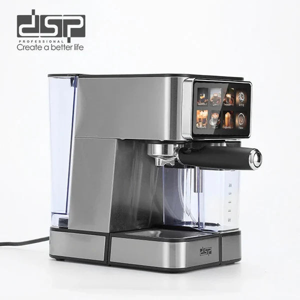 ماكينة صنع القهوة DSP Espresso بقوة 1350W ومضخة 15 بار وخزان ماء 1.8 لتر مع رغوة الحليب موديل KA3149