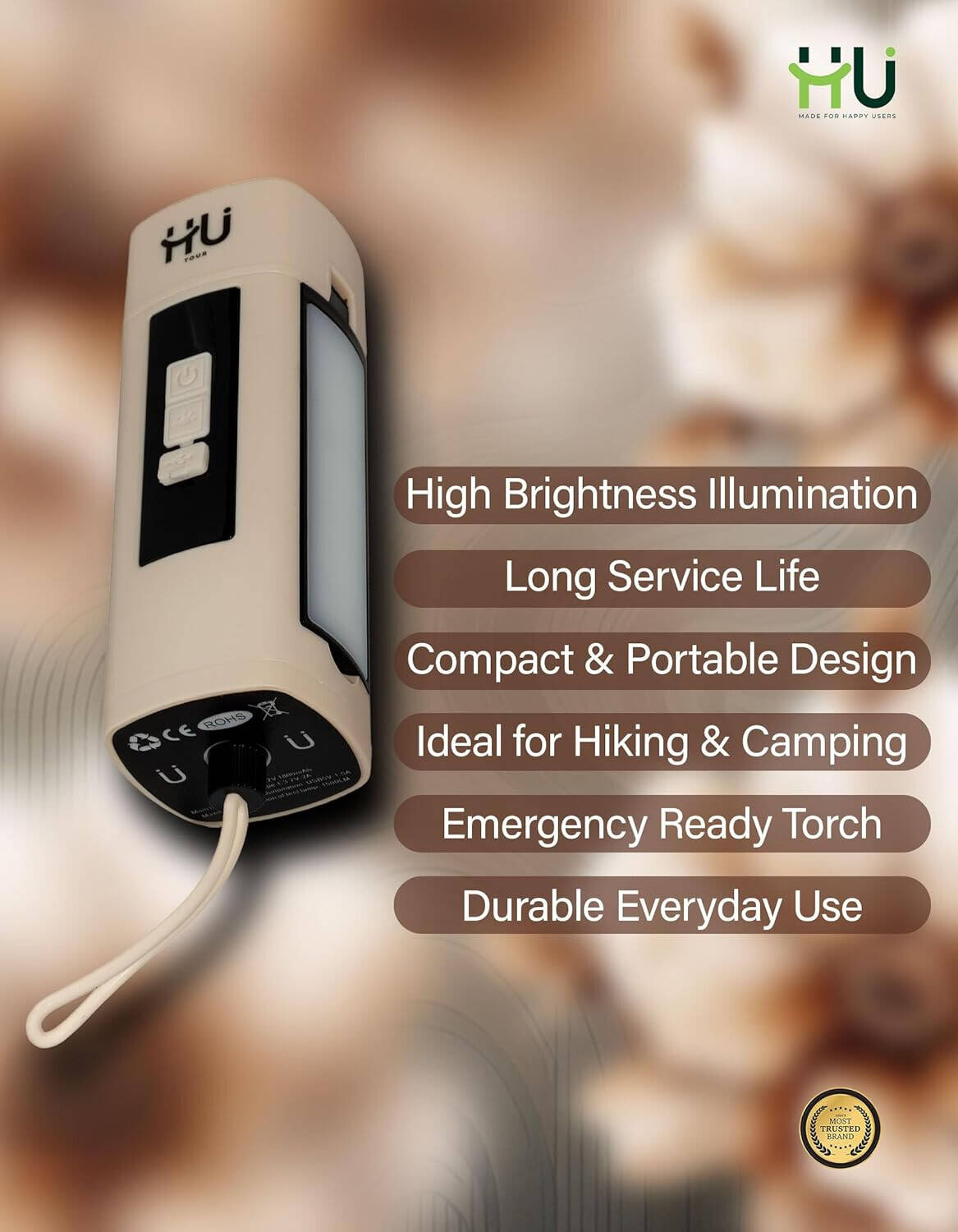 HU LED FLASH LIGHT HIKING AND ADVENTURE HTO-1005