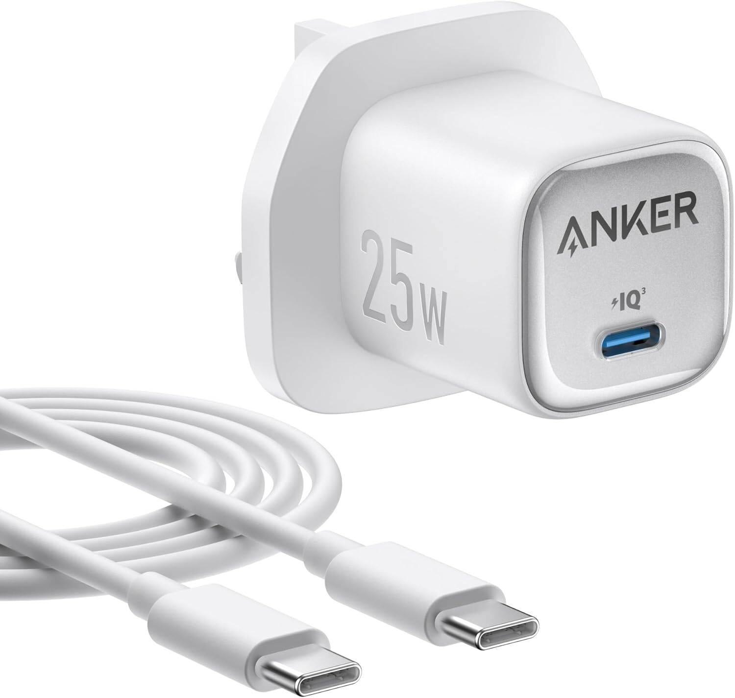 Anker 25W Charger with USB C to USB C Cable (WHITE)