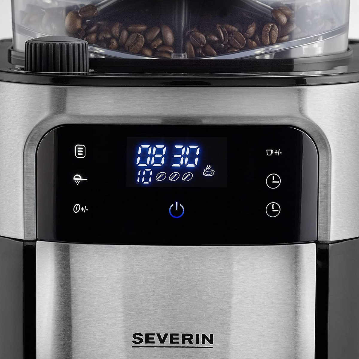 Severin Ka 4813 Coffee Maker Black Stainless Steel Cup 10 Display Glass Jug Grinder Timer