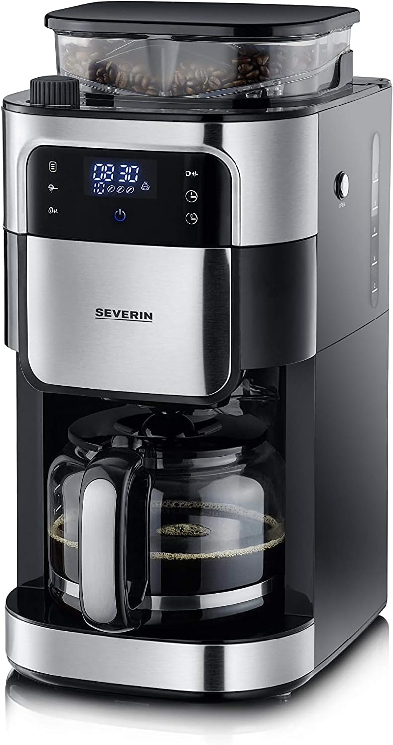 Severin Ka 4813 Coffee Maker Black Stainless Steel Cup 10 Display Glass Jug Grinder Timer
