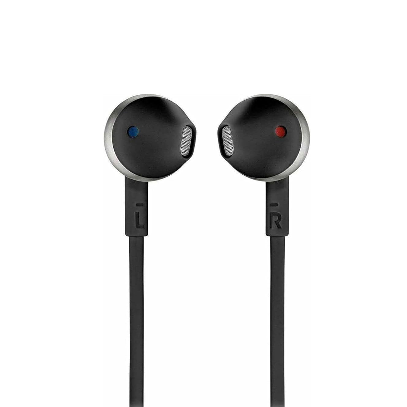 JBL Tune 205 Pure Bass Wired Earphones with Flat Cable and Built-in Microphone – Black / White