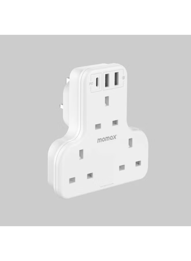 Momax ONEPLUG 3-Outlet T-Shaped Extension Socket with USB