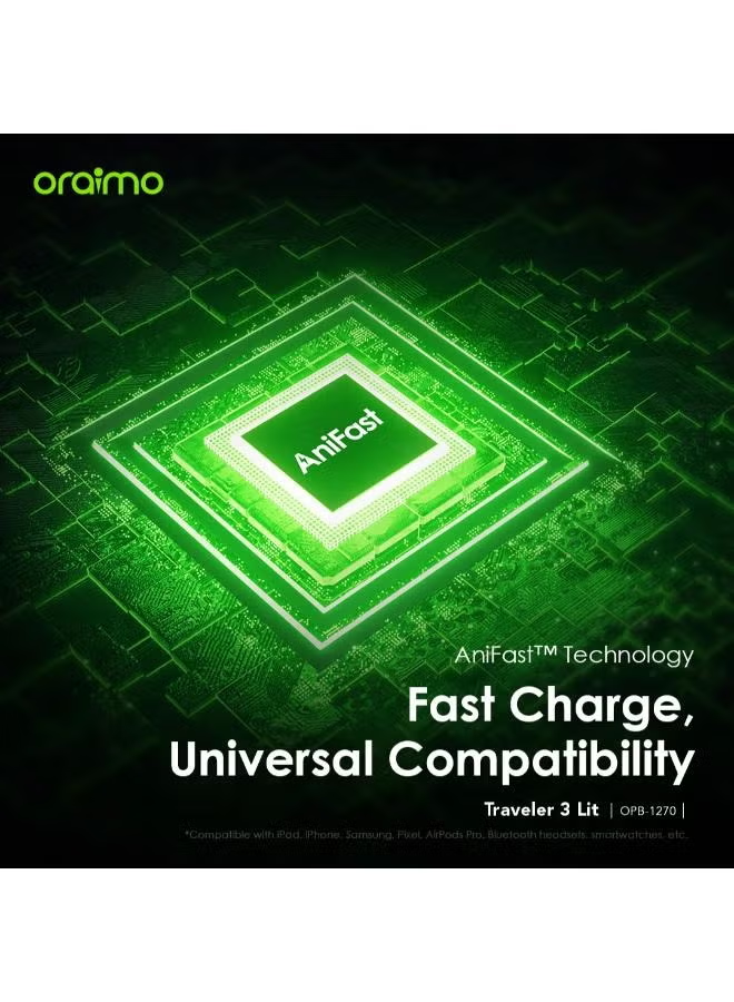 ORAIMO 27000mAh Fast Charging Powerbank- Traveler 3 Lit -Black OPB-1270