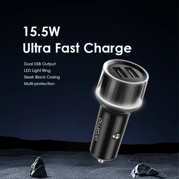 ORAIMO Dual Port Car Charger with 3in1 Cable Highway 15- Black OCC-1152D+X93