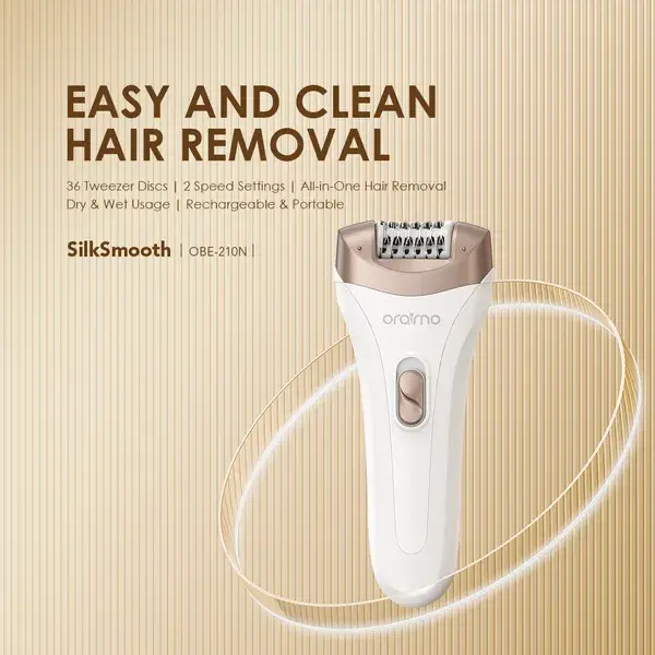 ORAIMO Rechargeable & Portable Hair Removal Epilator - SilkSmooth - White