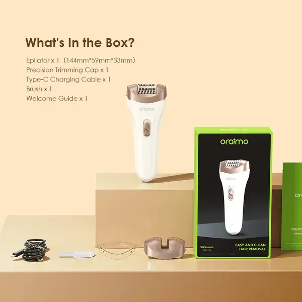 ORAIMO Rechargeable & Portable Hair Removal Epilator - SilkSmooth - White