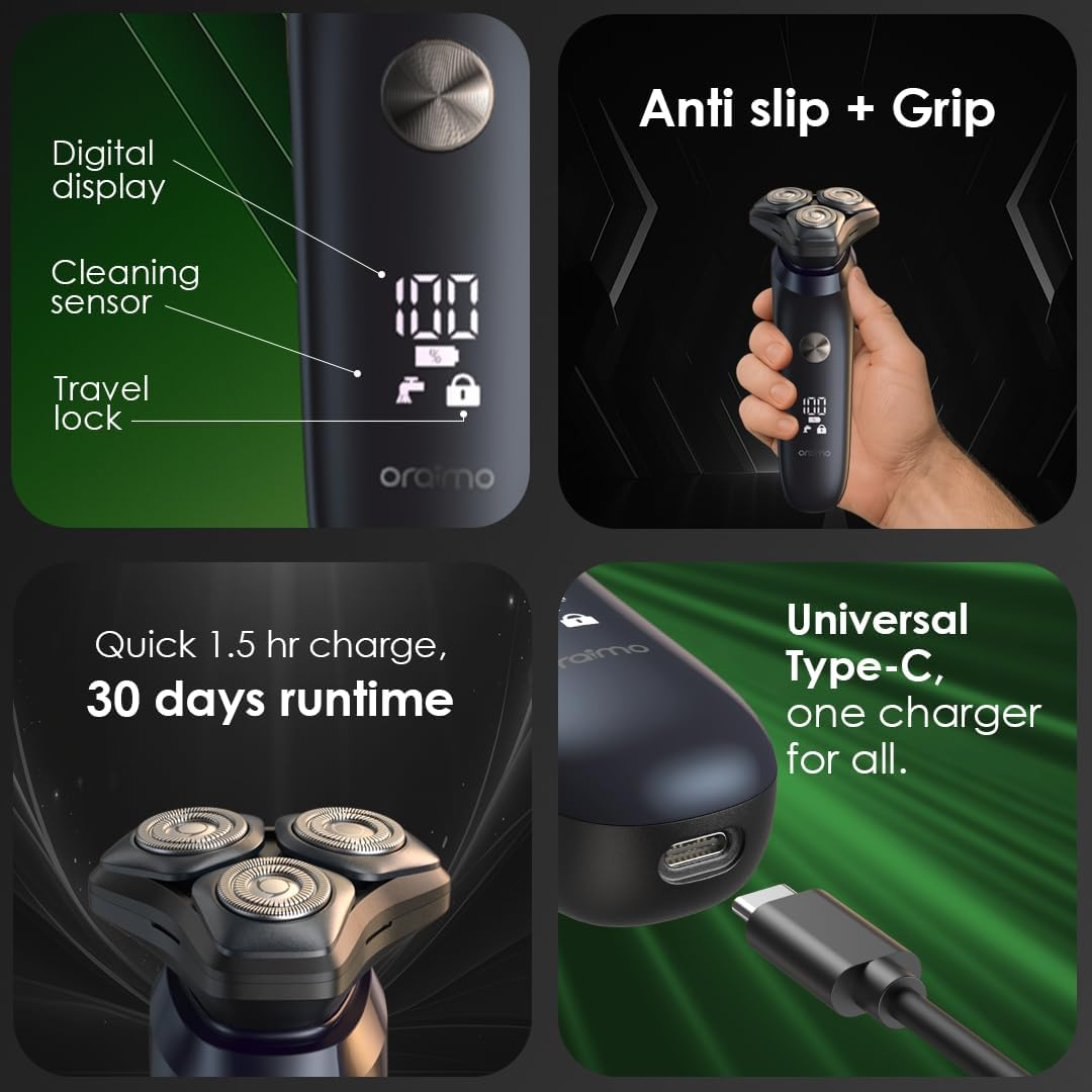 ORAIMO Dual Floating Blade Multifunctional Shaver -EasyShave- Speed Black ORS-280
