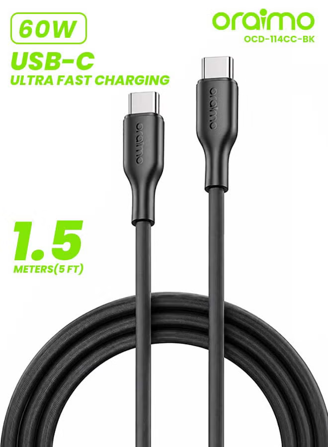 ORAIMO Type-C to Type-C 2A 1.5m Cable - RobustLine - Black OCD-114CC-BK