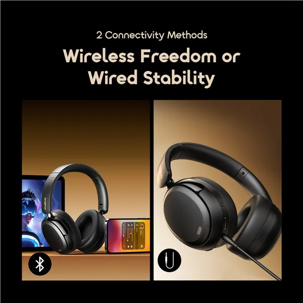 ORAIMO 65Hrs Dual Device Connectivity ANC Headphones - BoomPop N - Speed Black