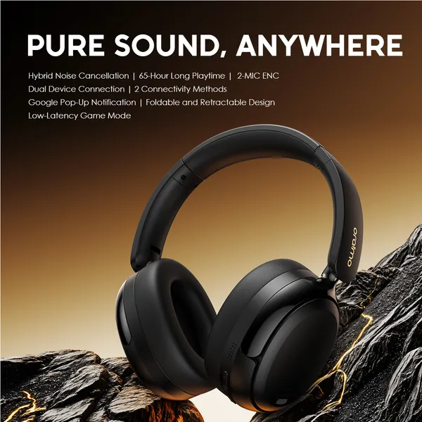 ORAIMO 65Hrs Dual Device Connectivity ANC Headphones - BoomPop N - Speed Black