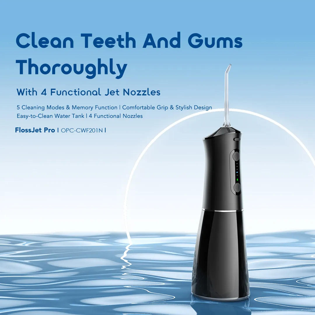 ORAIMO 4 Functional Jet Nozzles Teeth Cleaner - FlossJet Pro - Black OPC-CWF201N