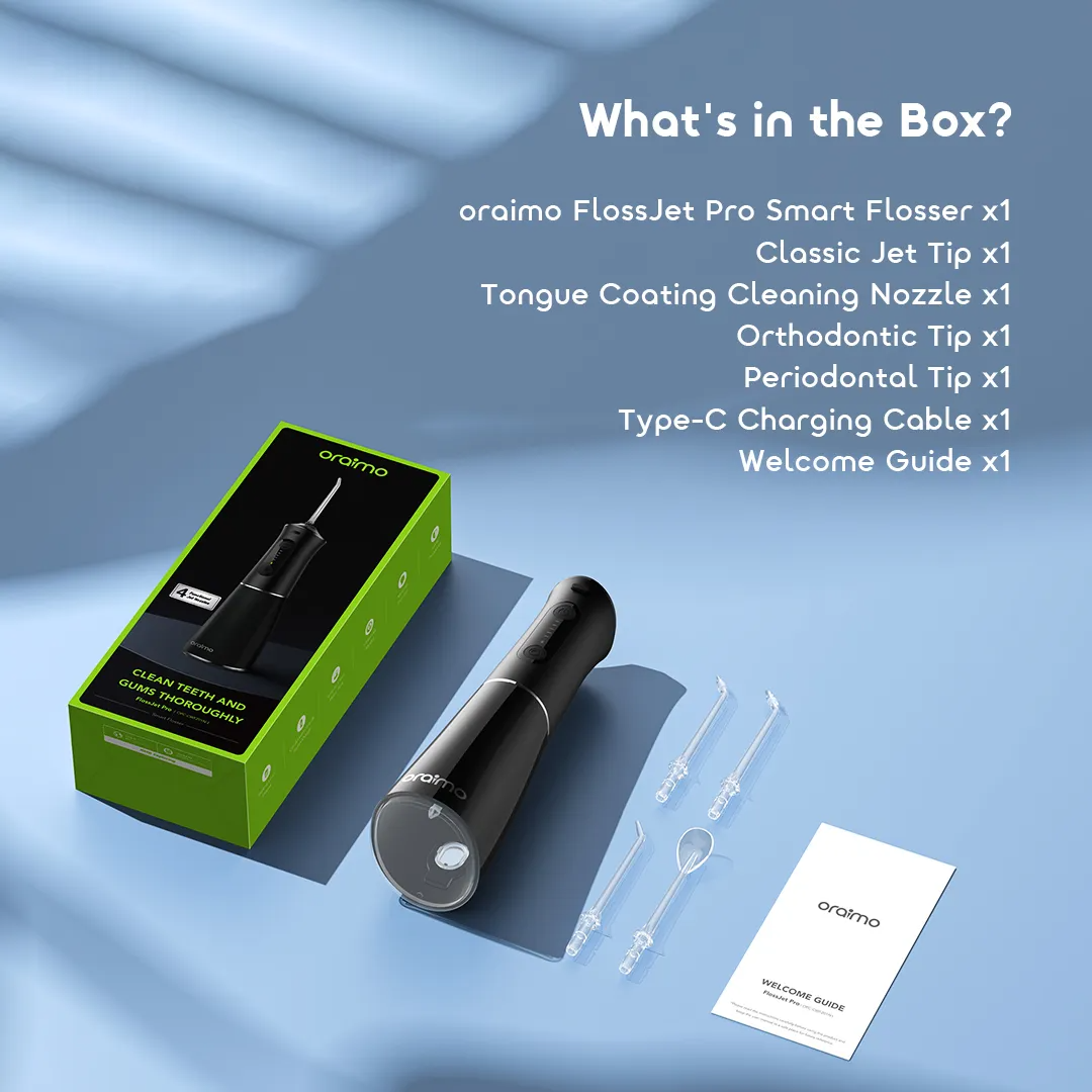 ORAIMO 4 Functional Jet Nozzles Teeth Cleaner - FlossJet Pro - Black OPC-CWF201N