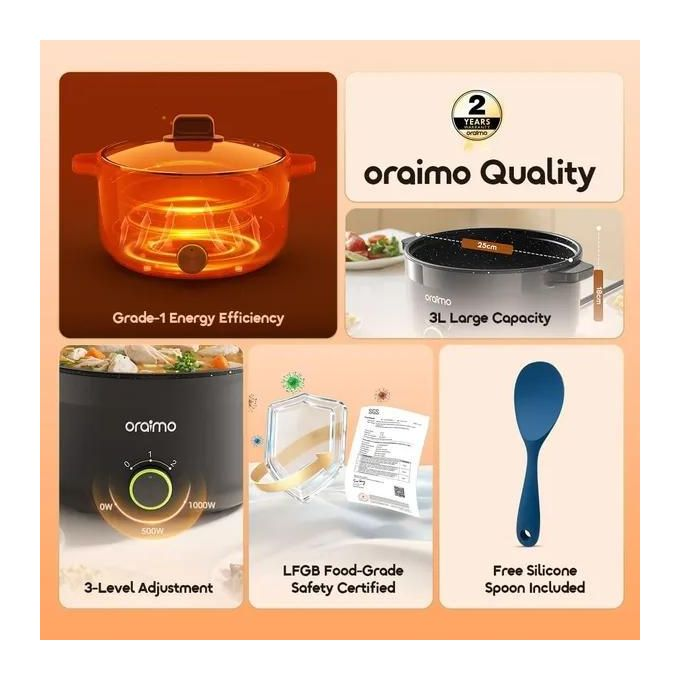 ORAIMO Multifunctional Electronic Cooker - MultiPot- Graphite Grey OHP-261A