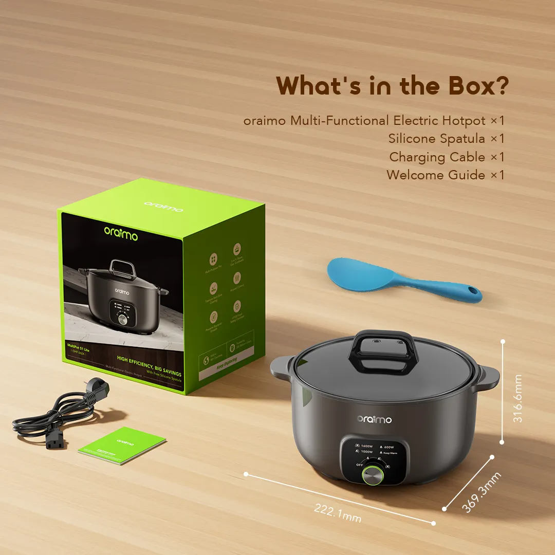 ORAIMO Multifunctional Electric Hotpot- MultiPot S1 Lite-Graphite Black OHP-262A