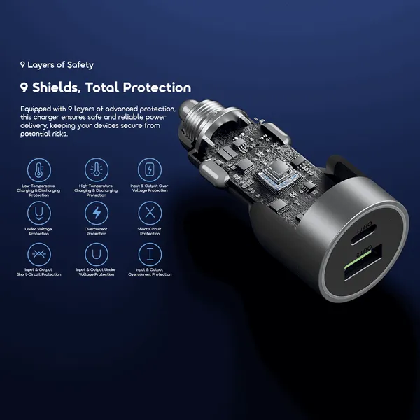 ORAIMO 69W USB & Type-C Car Charger - PowerDrive 7691 Pro - Chrome OCC-7691D