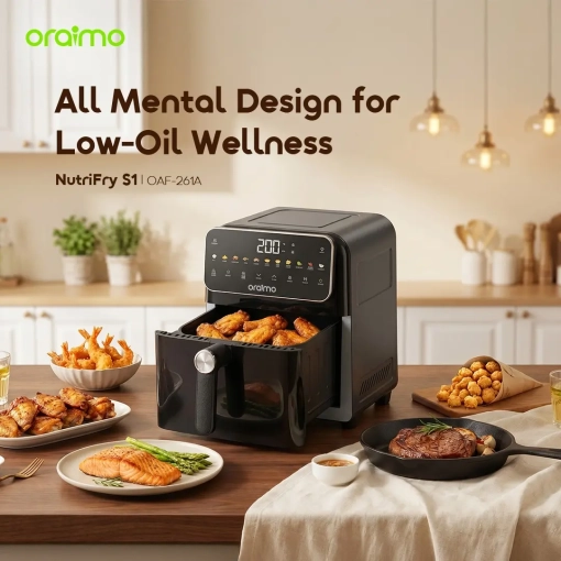 ORAIMO Metal Design Air Fryer - NutriFry S1- Graphite Black OAF-261A