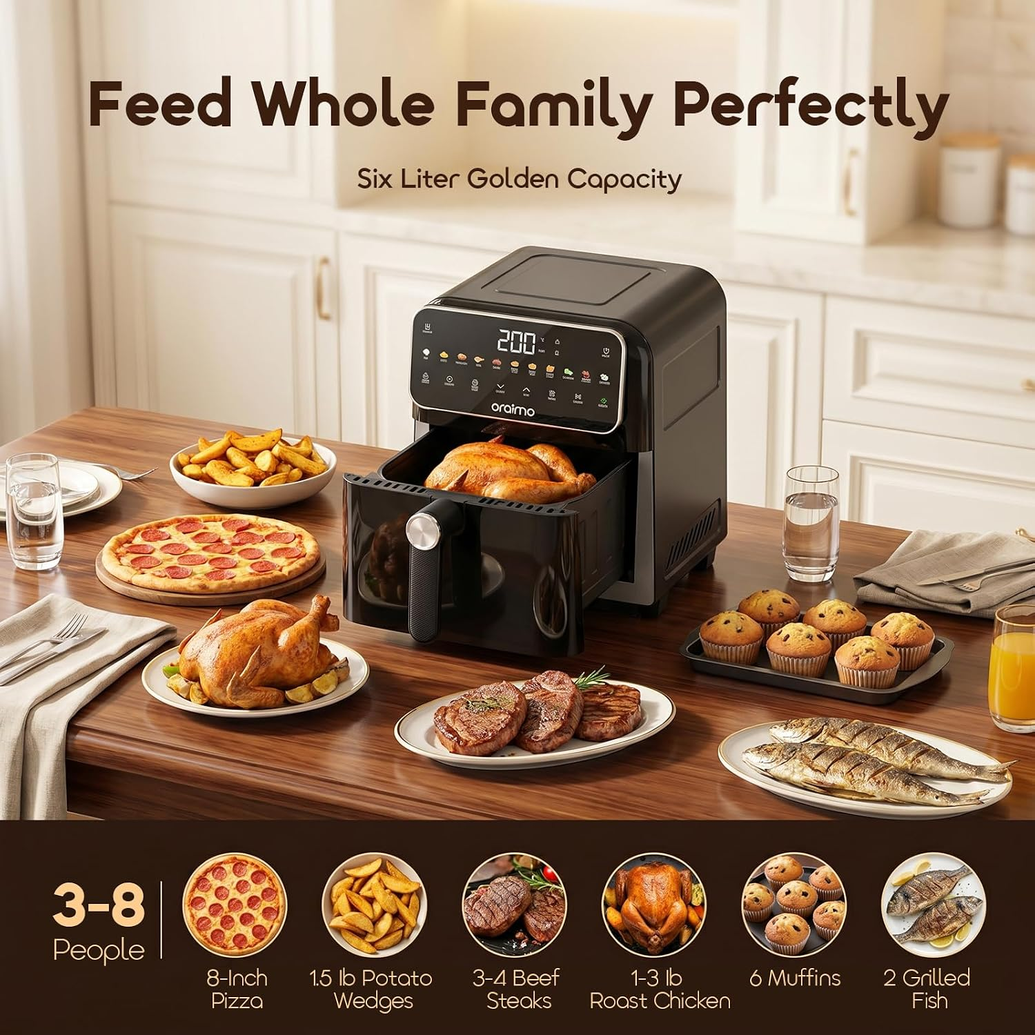 ORAIMO Flip Free Design Air Fryer - IntelliFry- Graphite Black