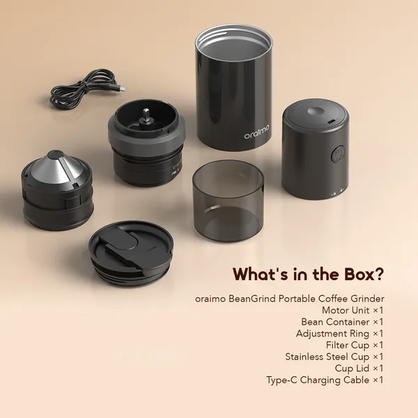 ORAIMO Portable Coffee Grinder - BeanGrind - Graphite Black