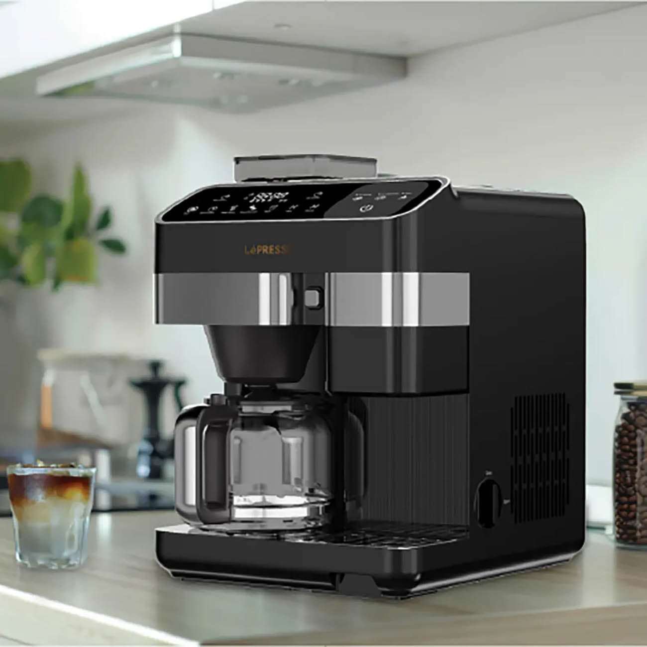 ماكينة قهوة LePresso Americano Pro لتحضير القهوة الساخنة والباردة بسعة 2.6 لتر