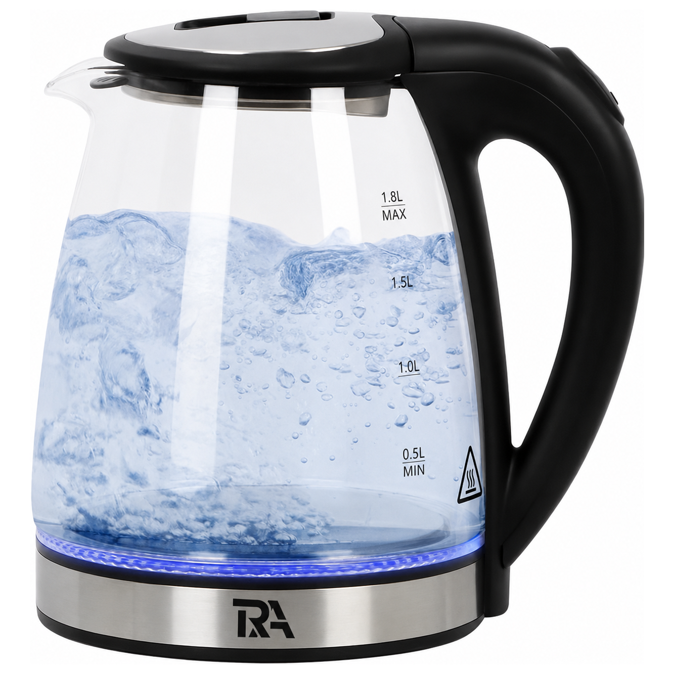 RA Electric Glass Kettle 1.8L Fast Boil with LED Indicator & Auto Shut Off – Black