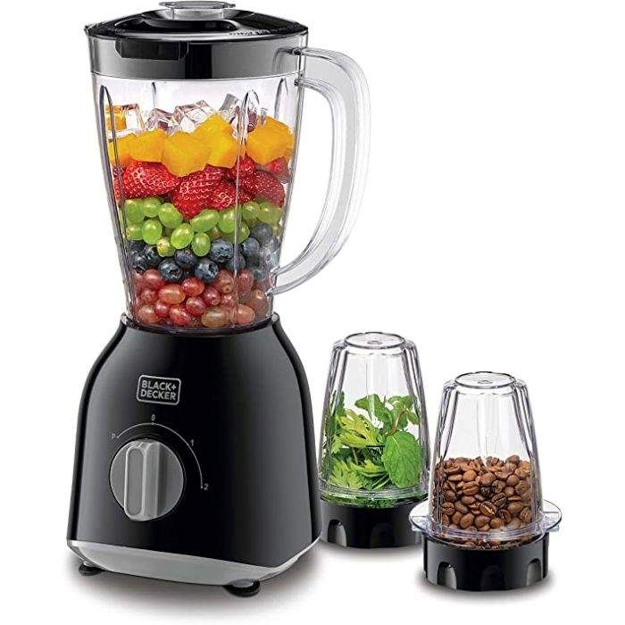 BLACK+DECKER 400W 1.5 Blender with 2 x Grinder Mills Black - BX365-B5