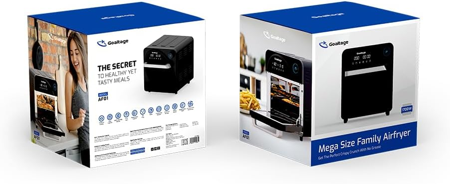 Goaltage Mega Size Air Fryer with 14.5 L Capacity 10 Built-In Presets and Air Circulation Technology GT-AF01