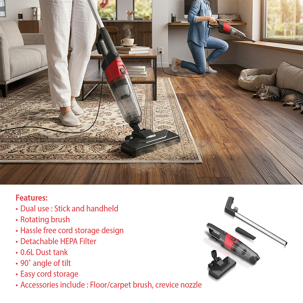 Saachi 2-in-1 Stick & Handheld Vacuum Cleaner with HEPA Filter NL-VC-1109-BK