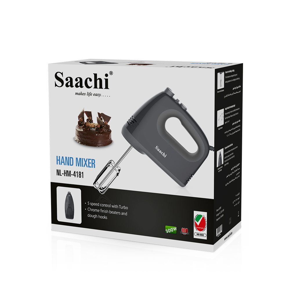 Saachi 5-Speed Hand Mixer NL-HM-4181-BK
