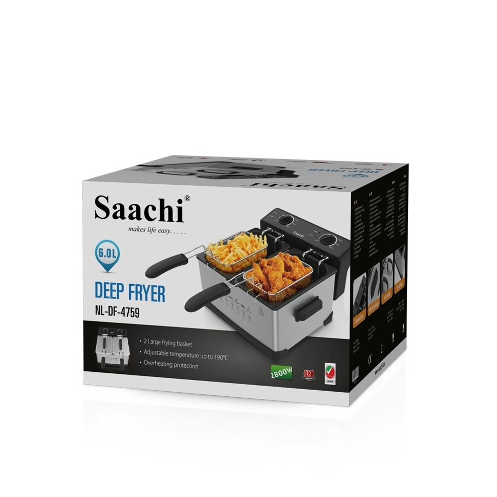 Saachi 6-Litres Double Deep Fryer NL-DF-4759-BK